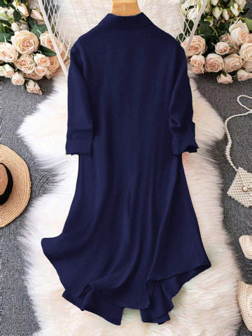 Women's Fashion Solid Color Daily Commute Versatile Shirt Dress