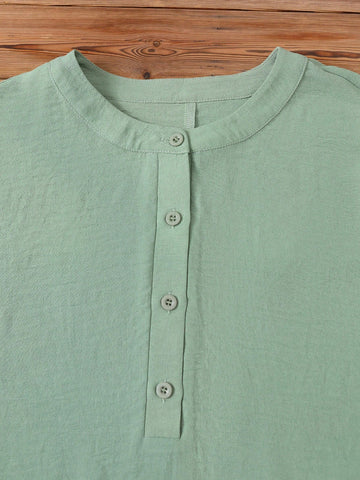 LUNE Women's Fashion Solid Color Mid-Sleeve Shirt
