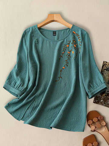 LUNE Women's Fashionable Flower Printed Long Sleeve Shirt