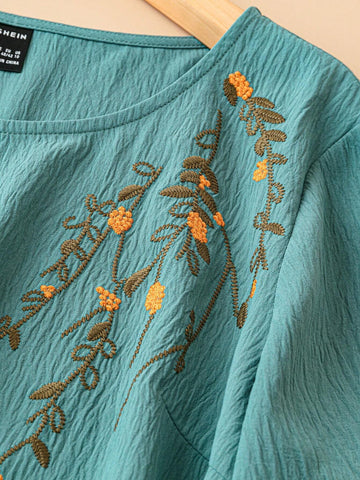 LUNE Women's Fashionable Flower Printed Long Sleeve Shirt