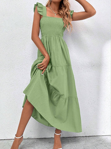Women's Fashionable Solid Color Batwing Sleeve Dress
