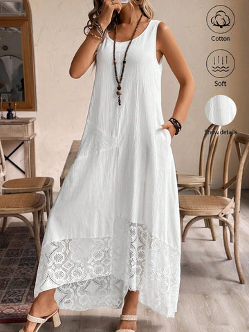 Women's Fashionable White Lace Dress