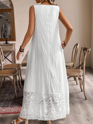 Women's Fashionable White Lace Dress