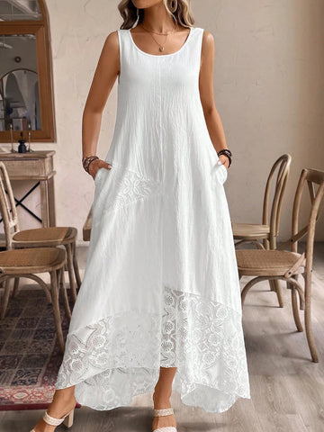 Women's Fashionable White Lace Dress