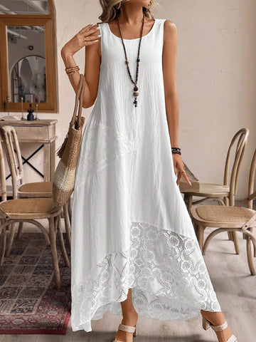 Women's Fashionable White Lace Dress