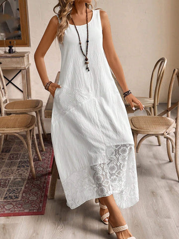 Women's Fashionable White Lace Dress