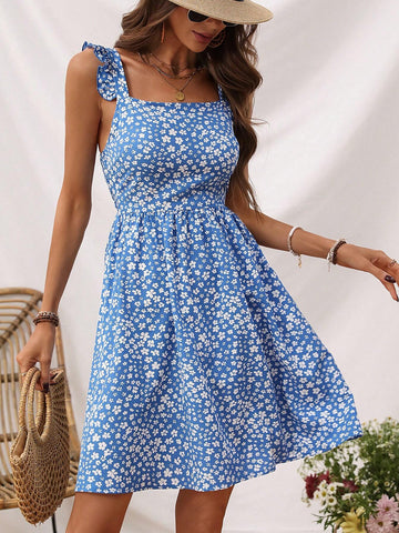 Women's Floral Print Cap Sleeve Dress