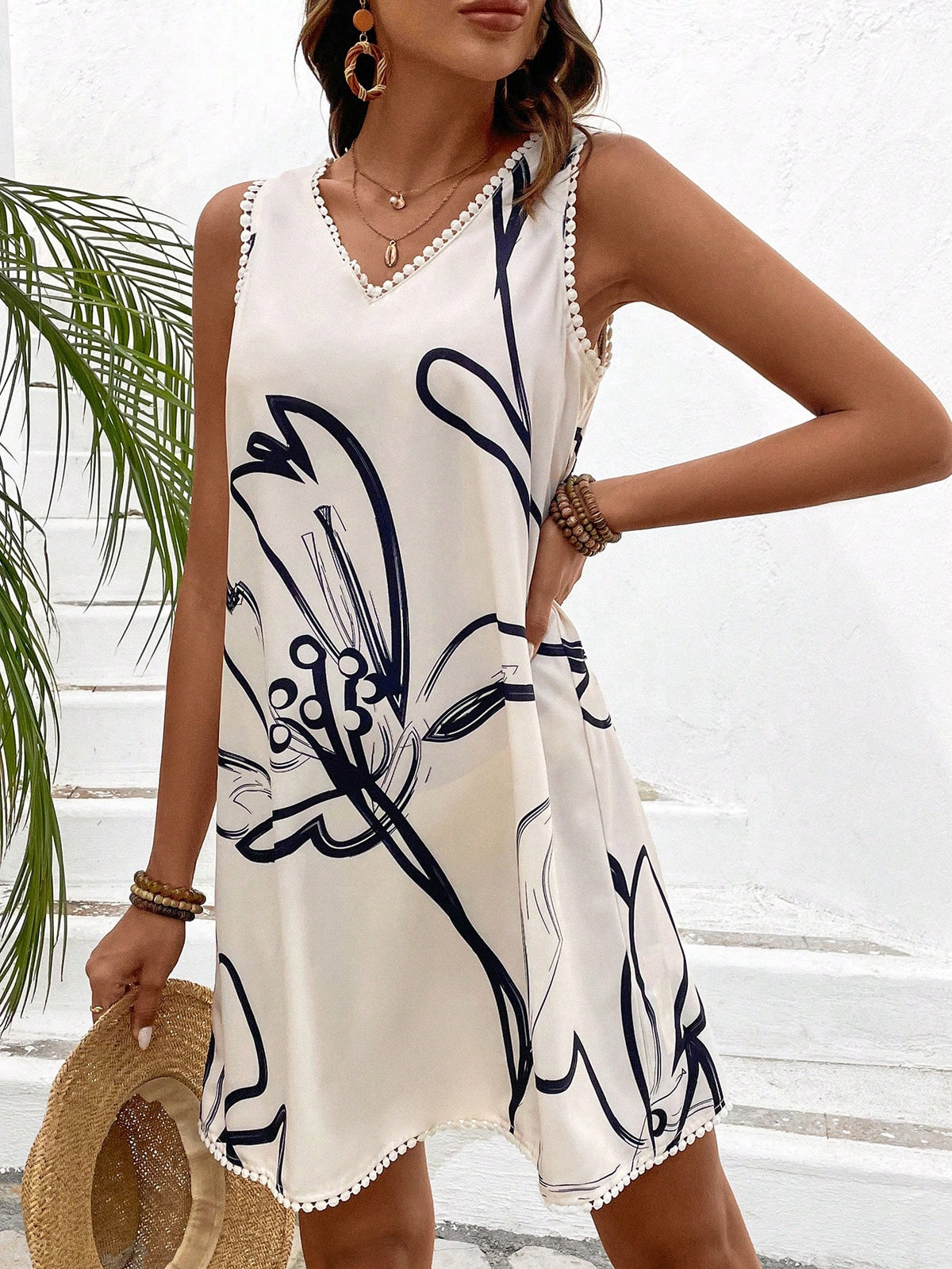 Women's Floral Print Vest Dress