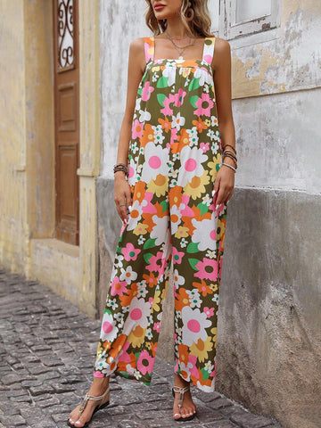 Women's Floral Printed Holiday Casual Jumpsuit