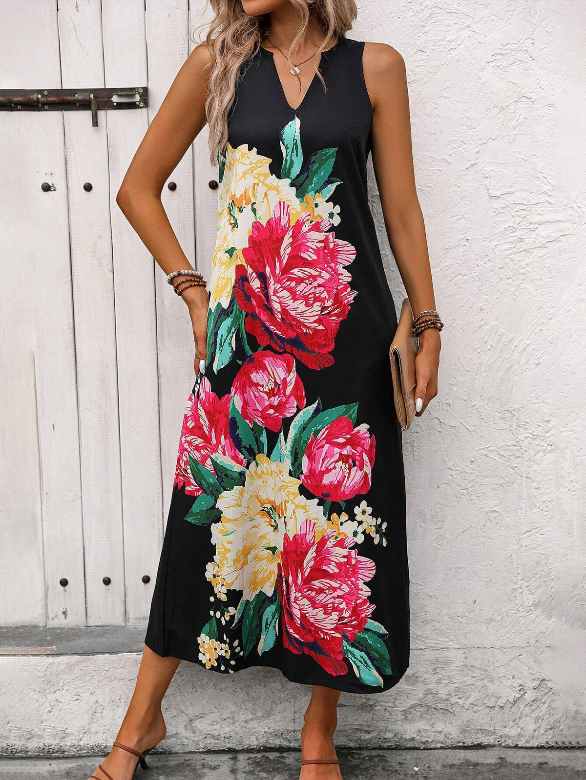 Women's Floral Printed Sleeveless Summer Dress