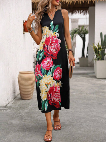 Women's Floral Printed Sleeveless Summer Dress