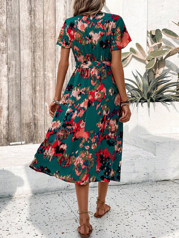Women's Full Printed Wrap Dress