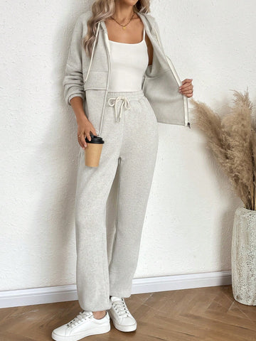 Women's Grey Hoodie And Sports Pants Set