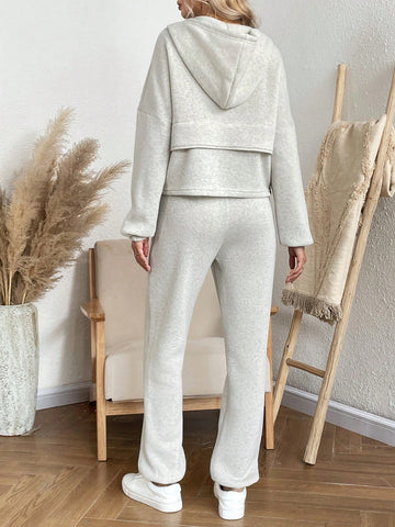 Women's Grey Hoodie And Sports Pants Set