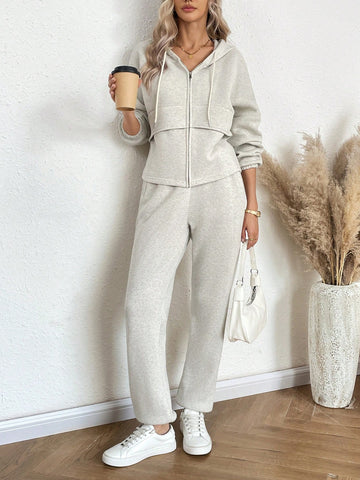 Women's Grey Hoodie And Sports Pants Set