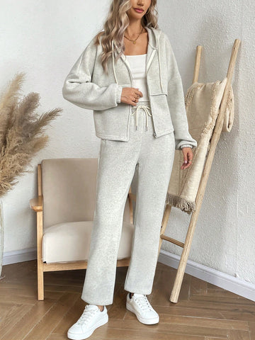 Women's Grey Hoodie And Sports Pants Set
