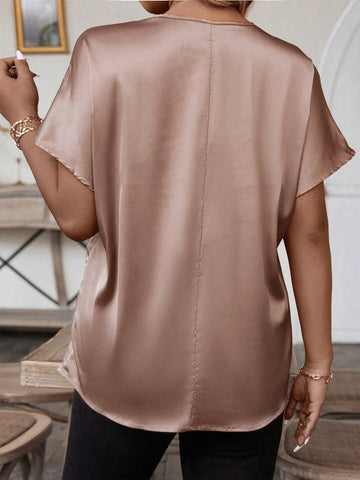 LUNE Women's Holiday Casual Solid Color Batwing Sleeve Blouse