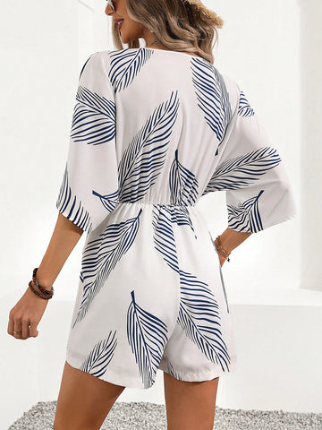 Women's Holiday Plant Printed Romper For Summer