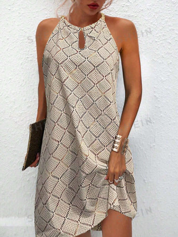 Women's Hollow Out Halter Neck Dress