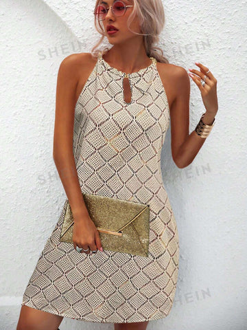 Women's Hollow Out Halter Neck Dress