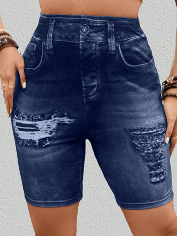 LUNE Women's Imitation Denim Printed Leggings