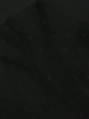 LUNE Women's Laser Cut Deep V-Neck Puff Sleeve Blouse