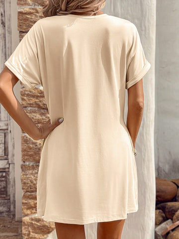 Women's Letter Printed Batwing Short Sleeve Dress