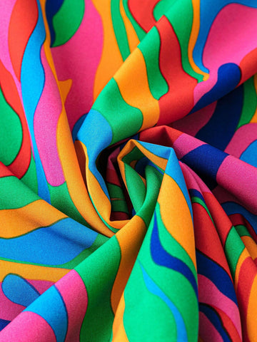 LUNE Women's Marble Print Wide Neckline Short Puff Sleeve Loose Shirt For Summer Vacation