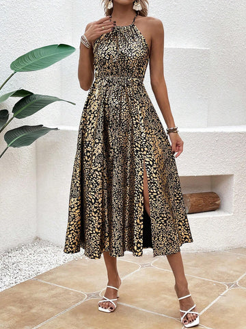 Women's Off-Shoulder Slit Maxi Dress