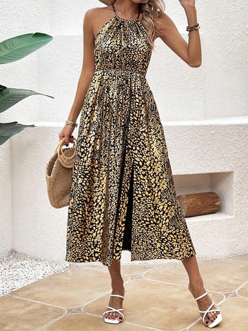 Women's Off-Shoulder Slit Maxi Dress