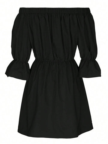 Women's Off Shoulder Flare Sleeve Dress