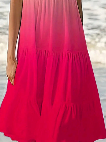 Women's Ombre Round Neck Sleeveless Dress