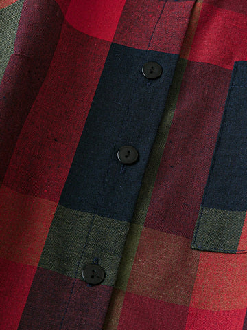 LUNE Women's Plaid Long Sleeve Single-Breasted Casual Shirt, Autumn