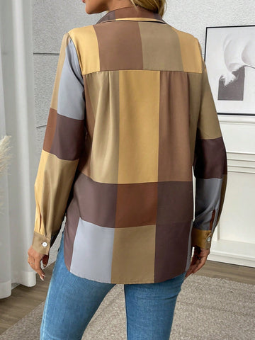 LUNE Women's Plaid Loose Casual Shirt, Minimalist And Fashionable For Daily Wear