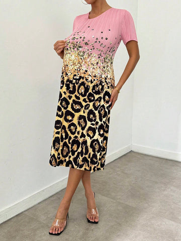 Women's Pleated High Elasticity Printed Dress