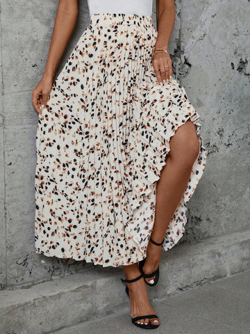 LUNE Women's Pleated Skirt With All-Over Print