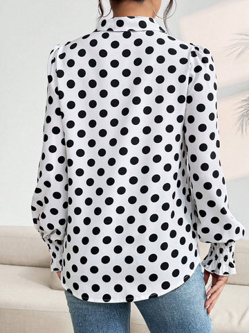 LUNE Women's Polka Dot Printed Simple Daily Shirt