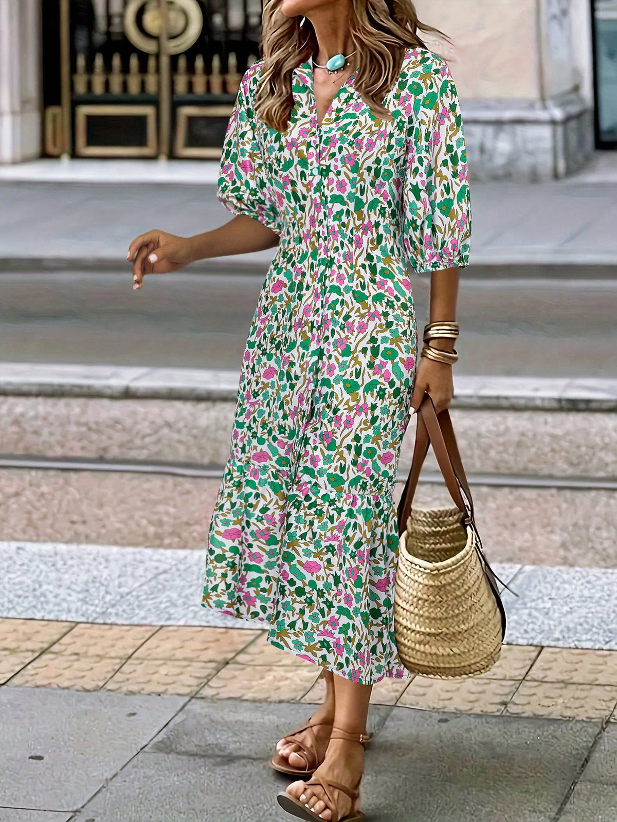 Women's Printed Half Sleeve Dress