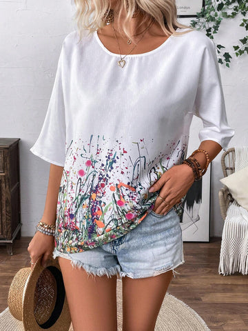 LUNE Women's Random Printed Simple Casual Shirt With Random Floral Patterns