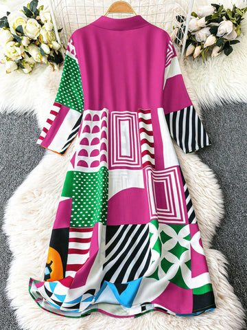Women's Random Printed Simple Daily Long Sleeve Dress