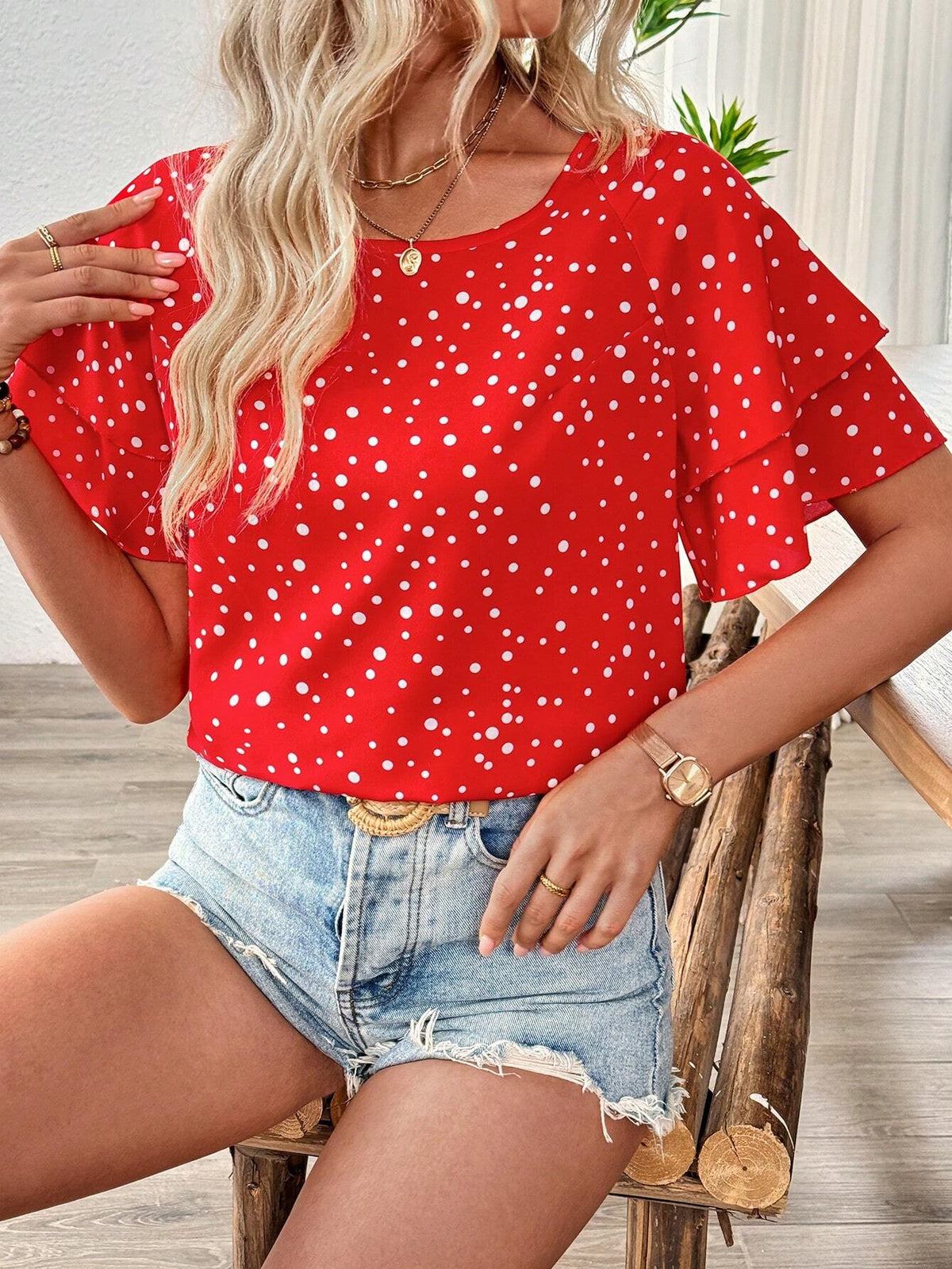 LUNE Women's Random Printed Simple Daily Shirt