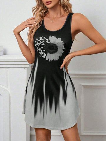 Women's Random Printed Sleeveless Summer Dress