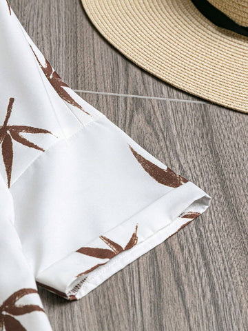 LUNE Women's Random Printed V-Neck Simple Daily Blouse