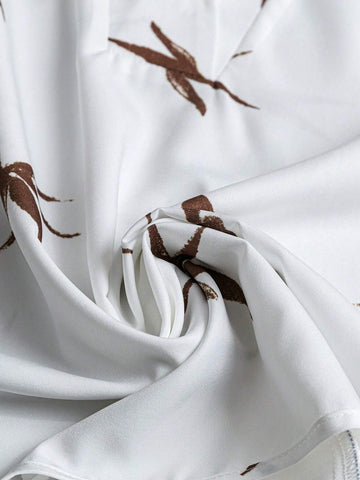 LUNE Women's Random Printed V-Neck Simple Daily Blouse