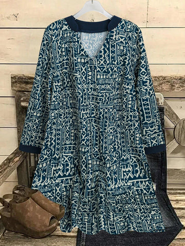 LUNE Women's Retro 3/4 Sleeve Long Blouse, Summer & Autumn