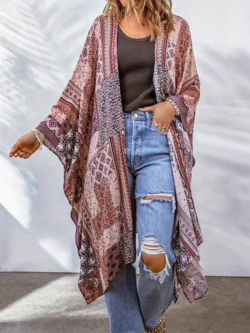 LUNE Women's Retro Style Printed Long Shirt For Daily Wear