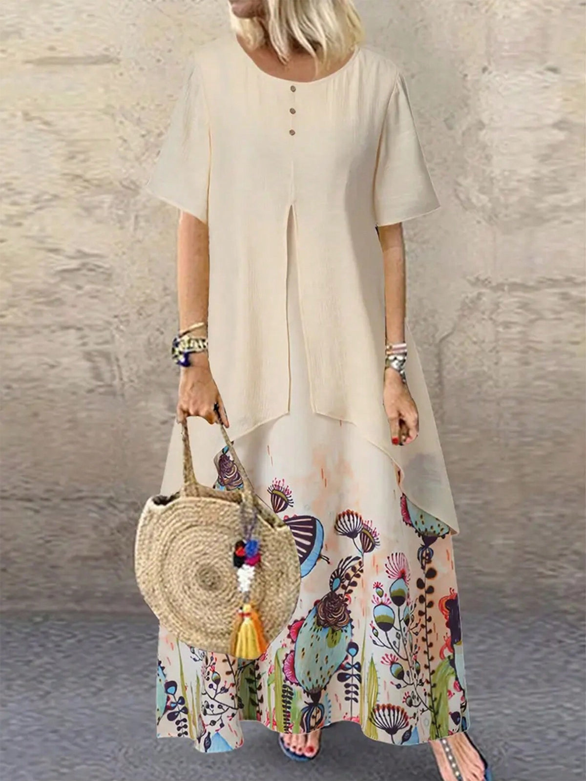Women's Round Neck Short Sleeve Dress