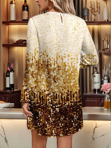 Women's Sequin Embellished Party Dress, Suitable For Parties And Evenings