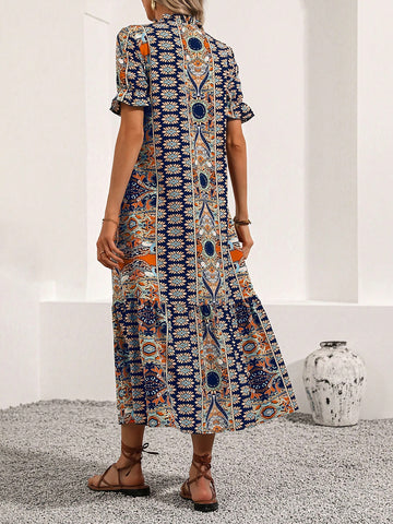 Women's Short Sleeve Floral Printed Dress