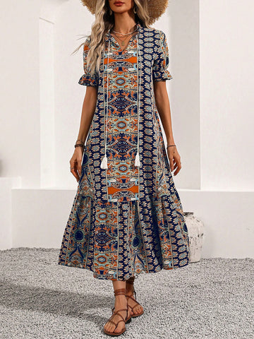 Women's Short Sleeve Floral Printed Dress